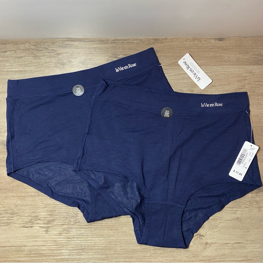 La Vie En Rose Ladies Panties Navy Blue High Waist Size SMALL 2 Pairs